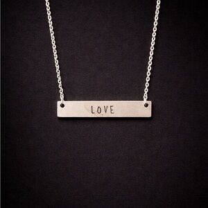 Matte Silver 'LOVE' Bar Necklace - Silver